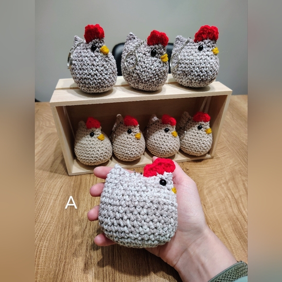 Handmade Chicken Keychain Plush Tan OR Multi Color (One Piece) - Picture 4 of 5